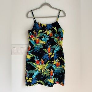 Shannon Marie Vintage 90s Tropical Parrots of Paradise Spaghetti Strap Dress XL